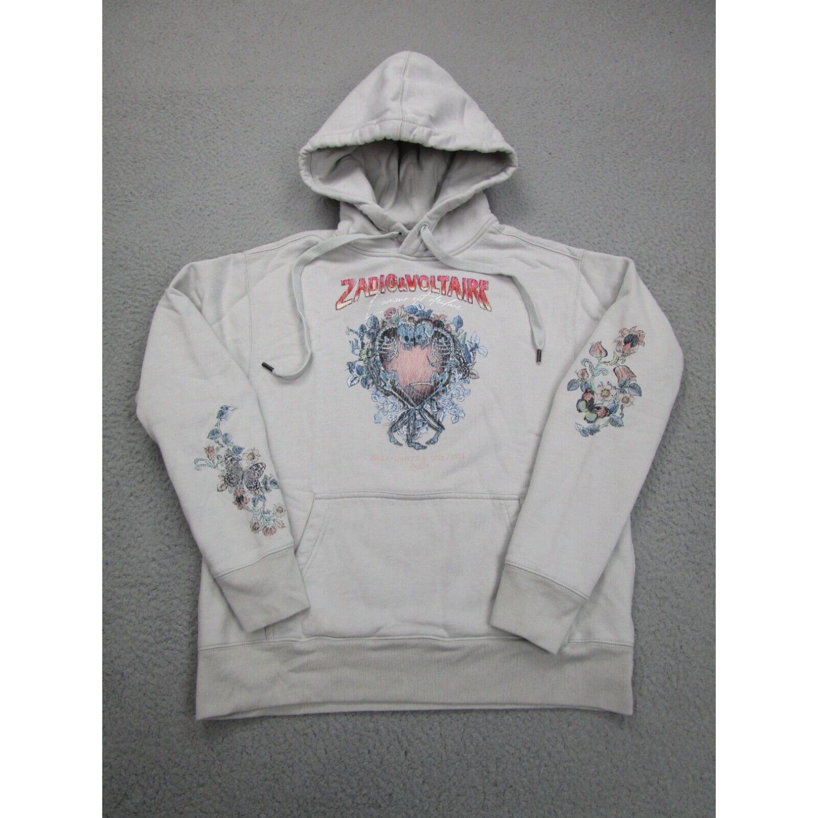 image of Zadig Voltaire Sweater Womens S Gray Hoodie Sweatshirt Small Adult Hooded in White