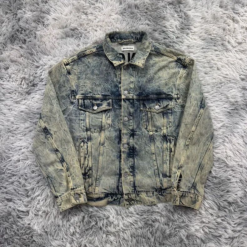 Balenciaga Marble Effect Denim Jacket