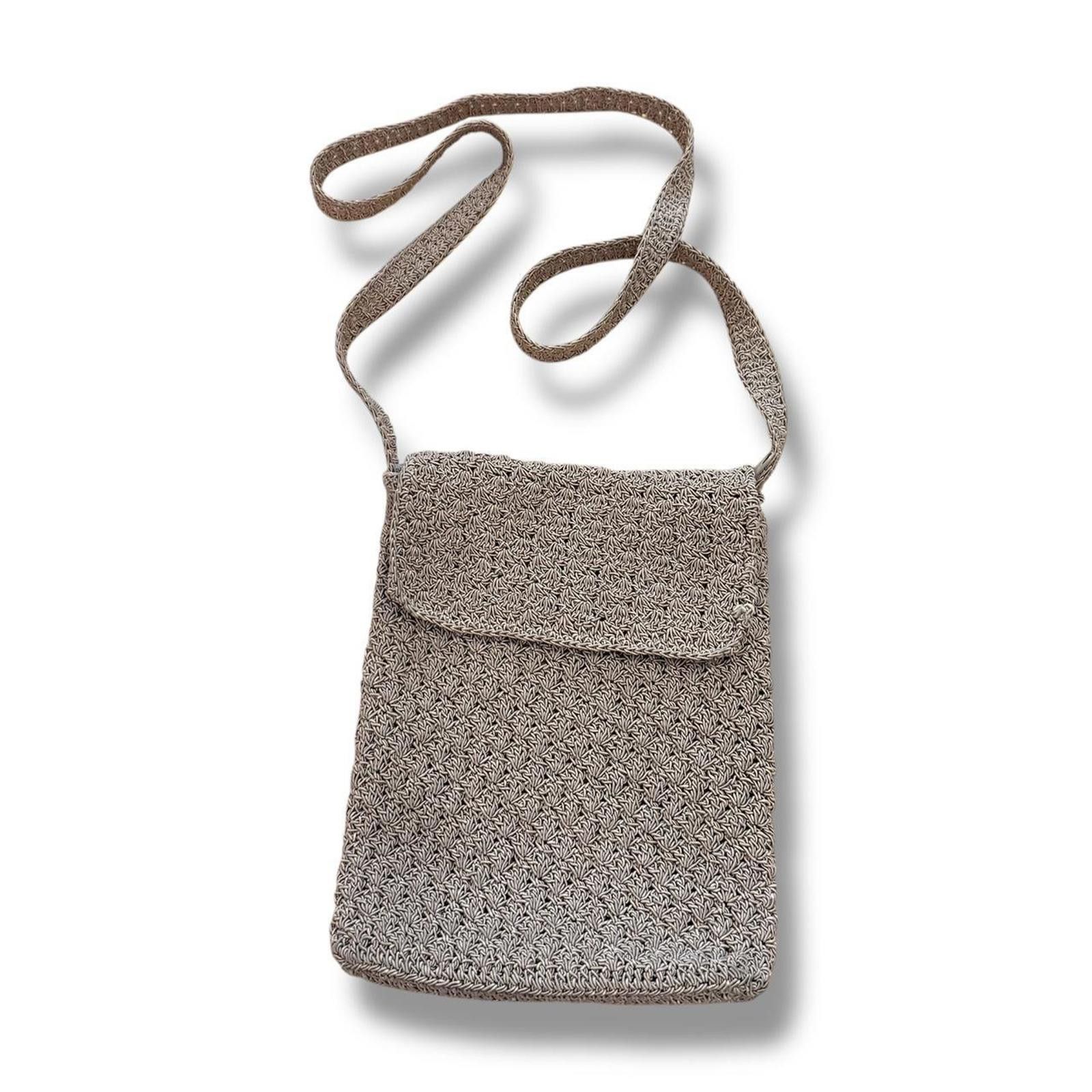 Tan Crochet Type Crossbody Bag in Beige, Women's
