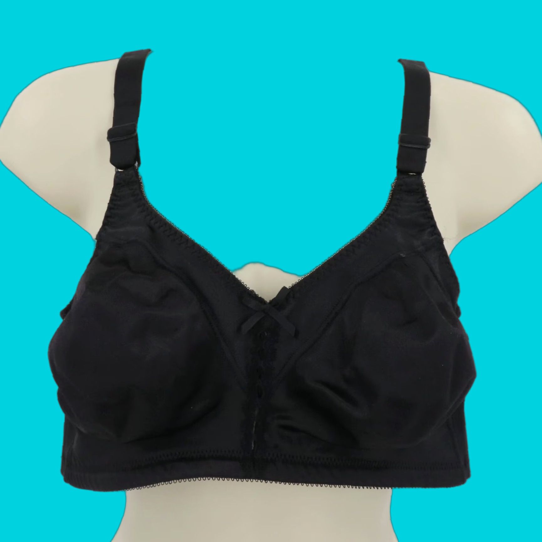 Vintage Bali Bra 38D Black Wireless Unlined Double Support 3820 T-Shirt Style Women Size ONE SIZE - 1 Thumbnail
