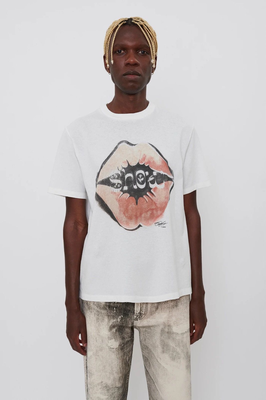 Our Legacy Our legacy White Show Kiss Print t-shirt | Grailed