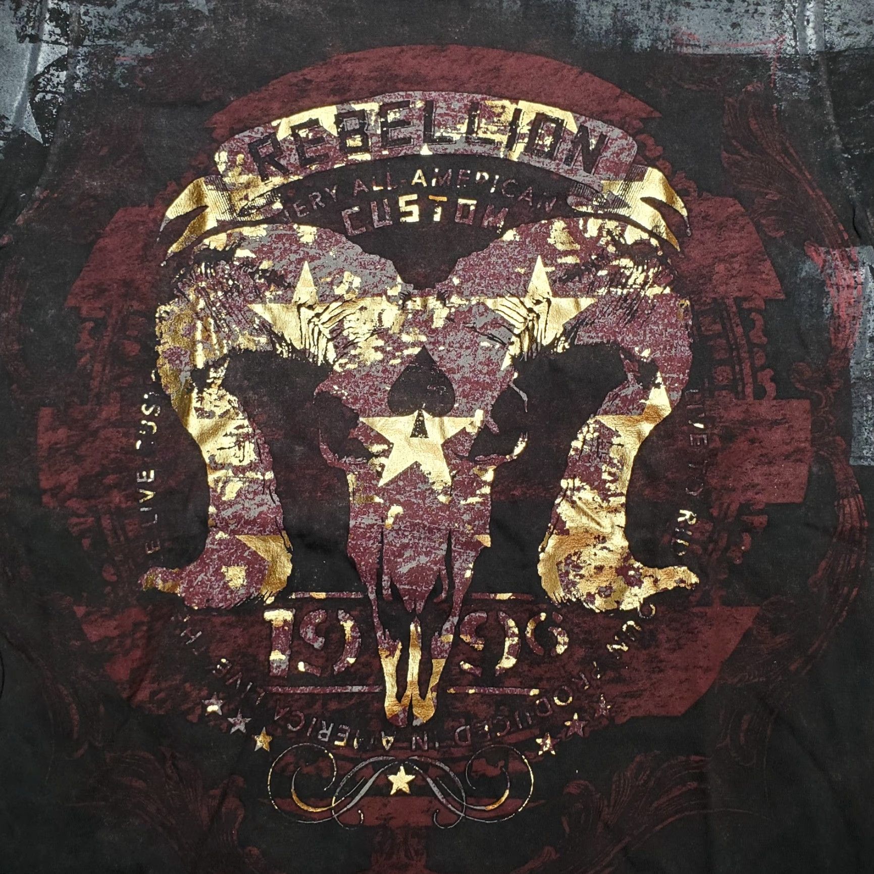 Vintage VINTAGE Rebellion Crewneck Shirt Womens S Red Gold Crew Neck All American Rams Skull Size S / US 4 / IT 40 - 4 Thumbnail