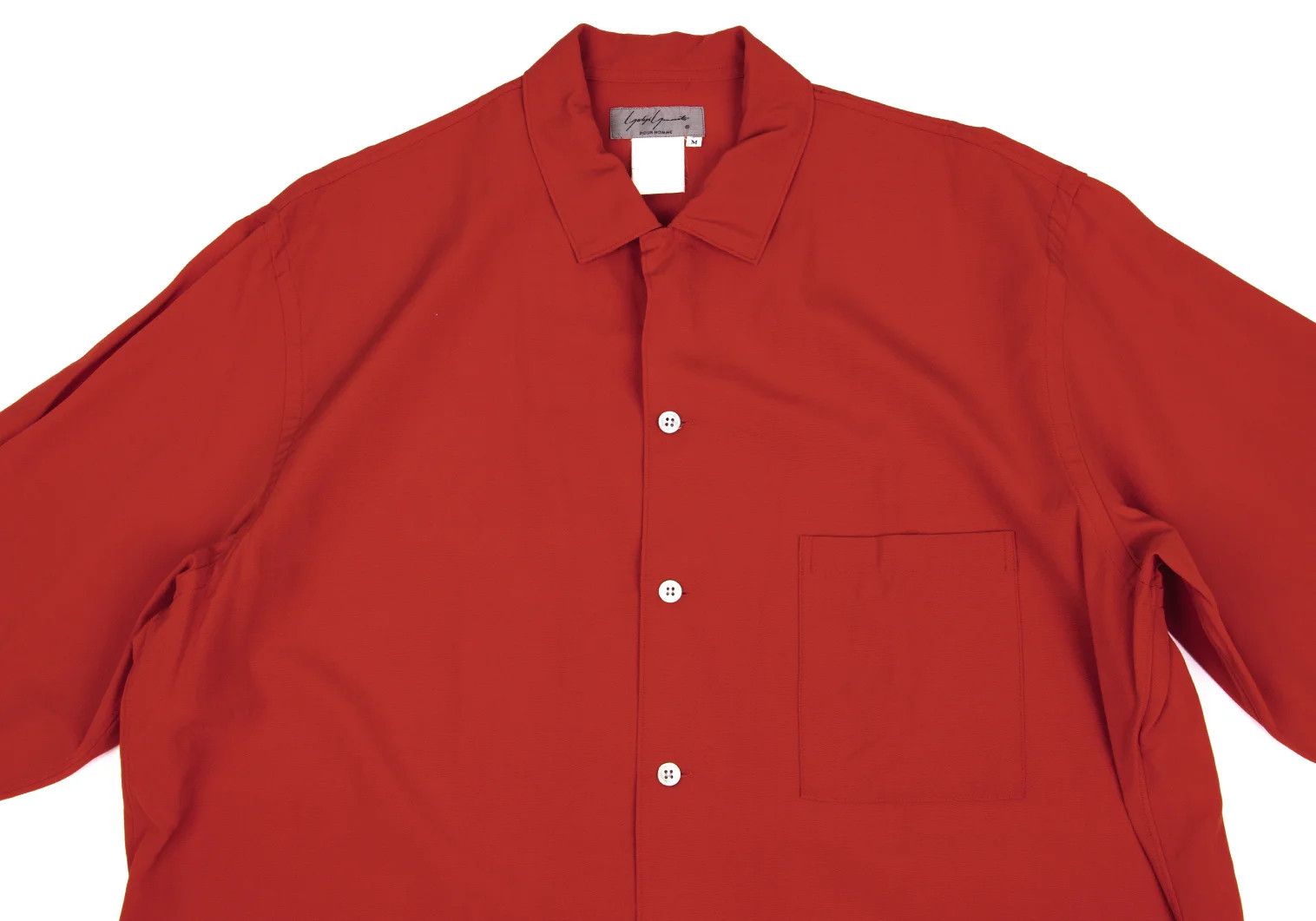 Yohji Yamamoto Yohji Yamamoto Wool Open Collar Shirt Red M Size US M / EU 48-50 / 2 - 2 Thumbnail