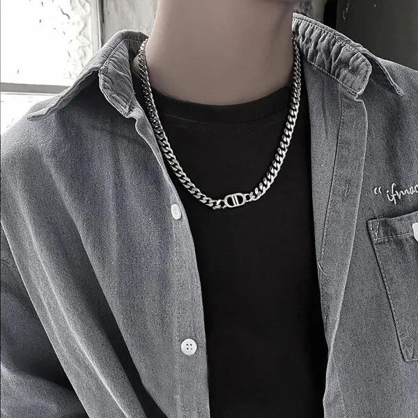 Jewelry Men's Silver Choker Chain Necklace Size ONE SIZE - 1 Thumbnail
