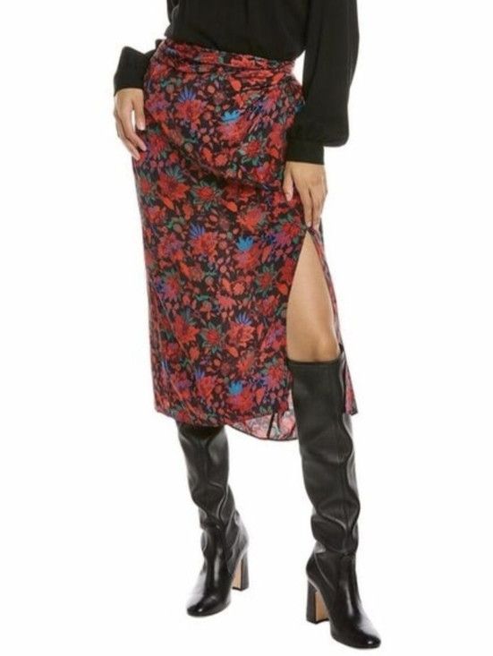 Rag & Bone Red Multi Amber Silk Floral Skirt Gift Party Spring Summer Size 26" / US 2 / IT 38 - 2 Thumbnail