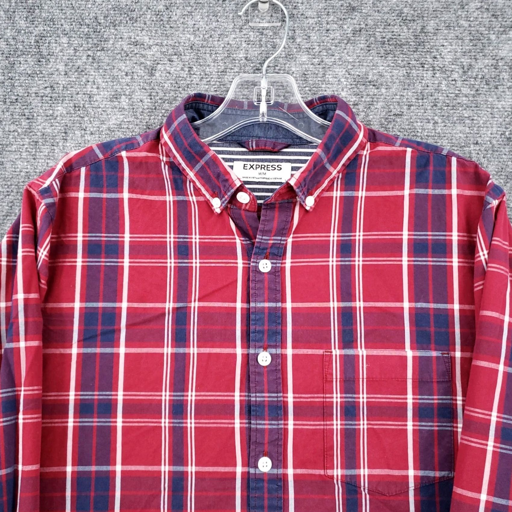 Express Express Mens M Medium Red Plaid Button-Down Long Sleeve Shirt Business Casual Size US M / EU 48-50 / 2 - 5 Thumbnail