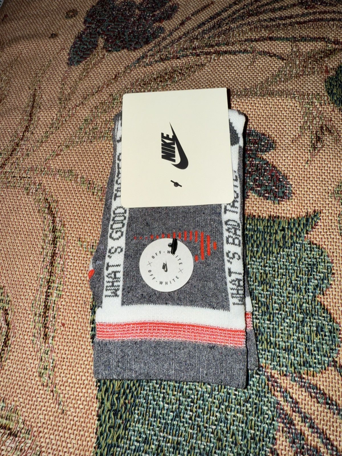 Nike × Off-White × Virgil Abloh Off White Nike Socks Large Grey “Spacehippie” Size ONE SIZE - 1 Thumbnail