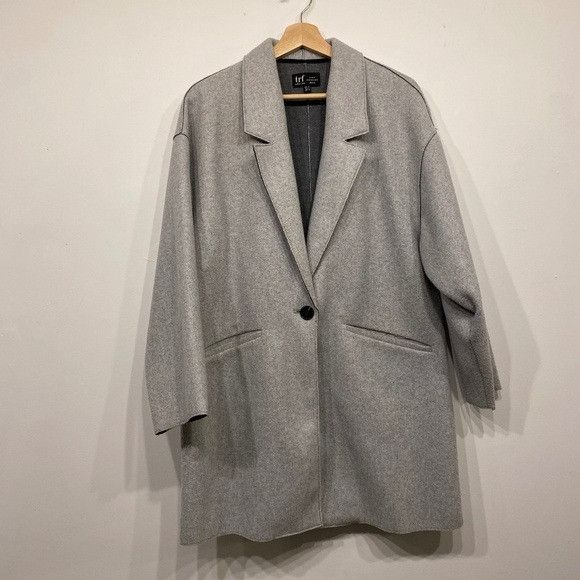 Zara Zara Light Grey Exposed Seam One Button Long Blazer Medium Size M / US 6-8 / IT 42-44 - 1 Thumbnail