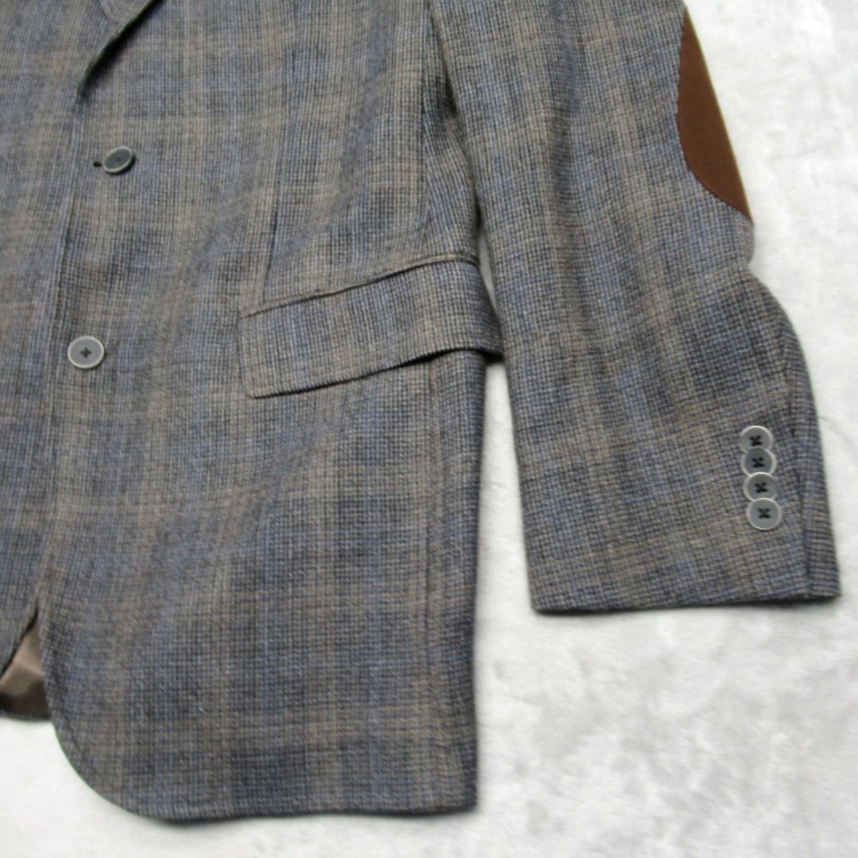 Saks Fifth Avenue Saks Fifth Avenue Wool Blazer Mens 40R Gray Plaid Blazer Double-Vented Notch Lapel Two-Button Front Jacket Size 40R - 6 Thumbnail