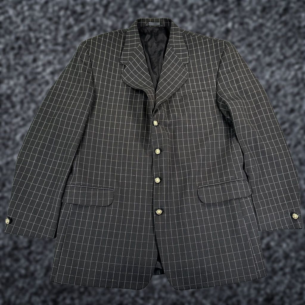 Vintage VINTAGE Falcone Suit Blazer Pants 2 Piece Mens 44 Long Black Windowpane Check USA Size 44R - 1 Thumbnail