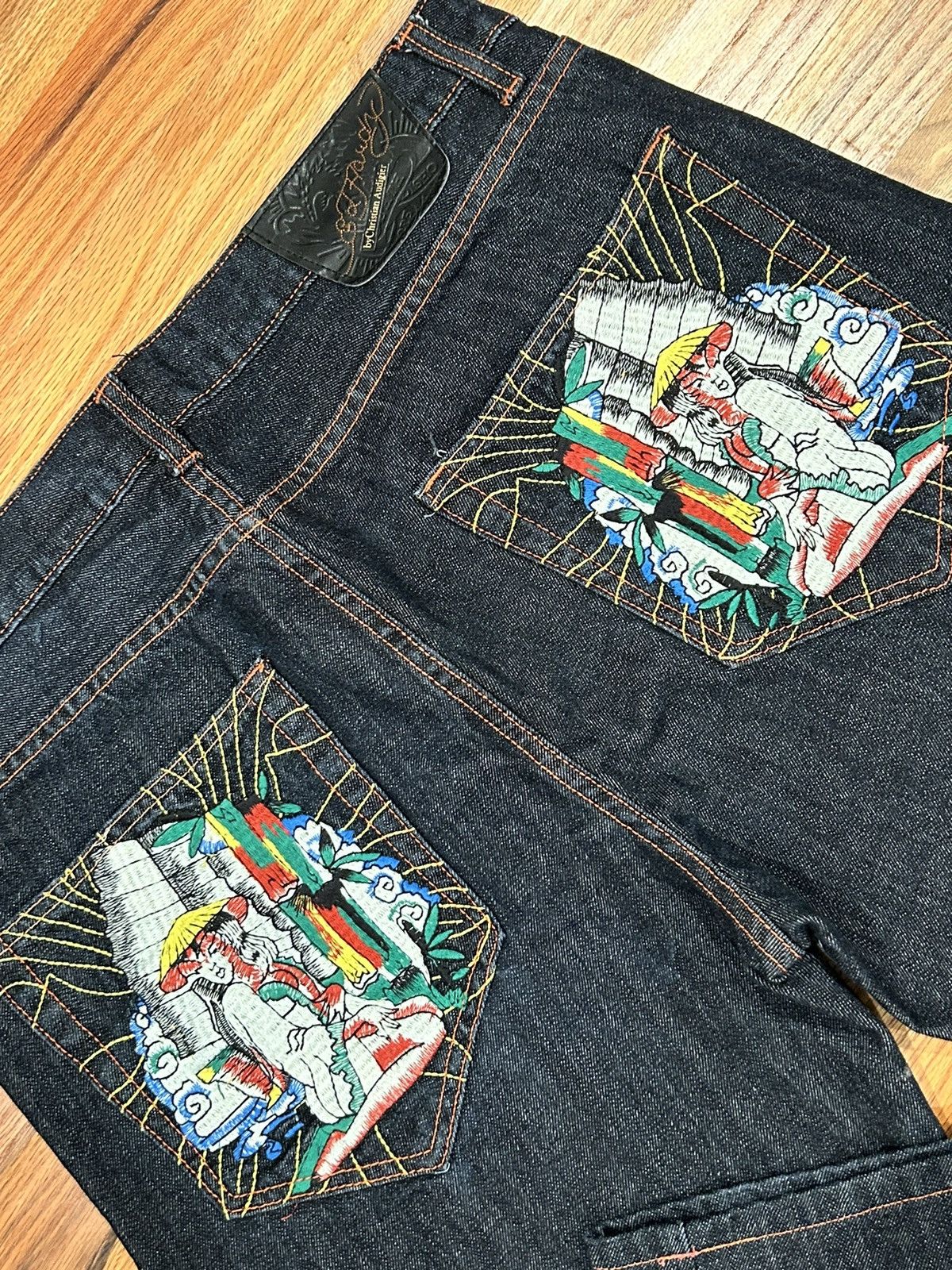 Ed Hardy RARE Ed Hardy Embroidered Geisha Raw Denim Size US 36 / EU 52 - 1 Thumbnail