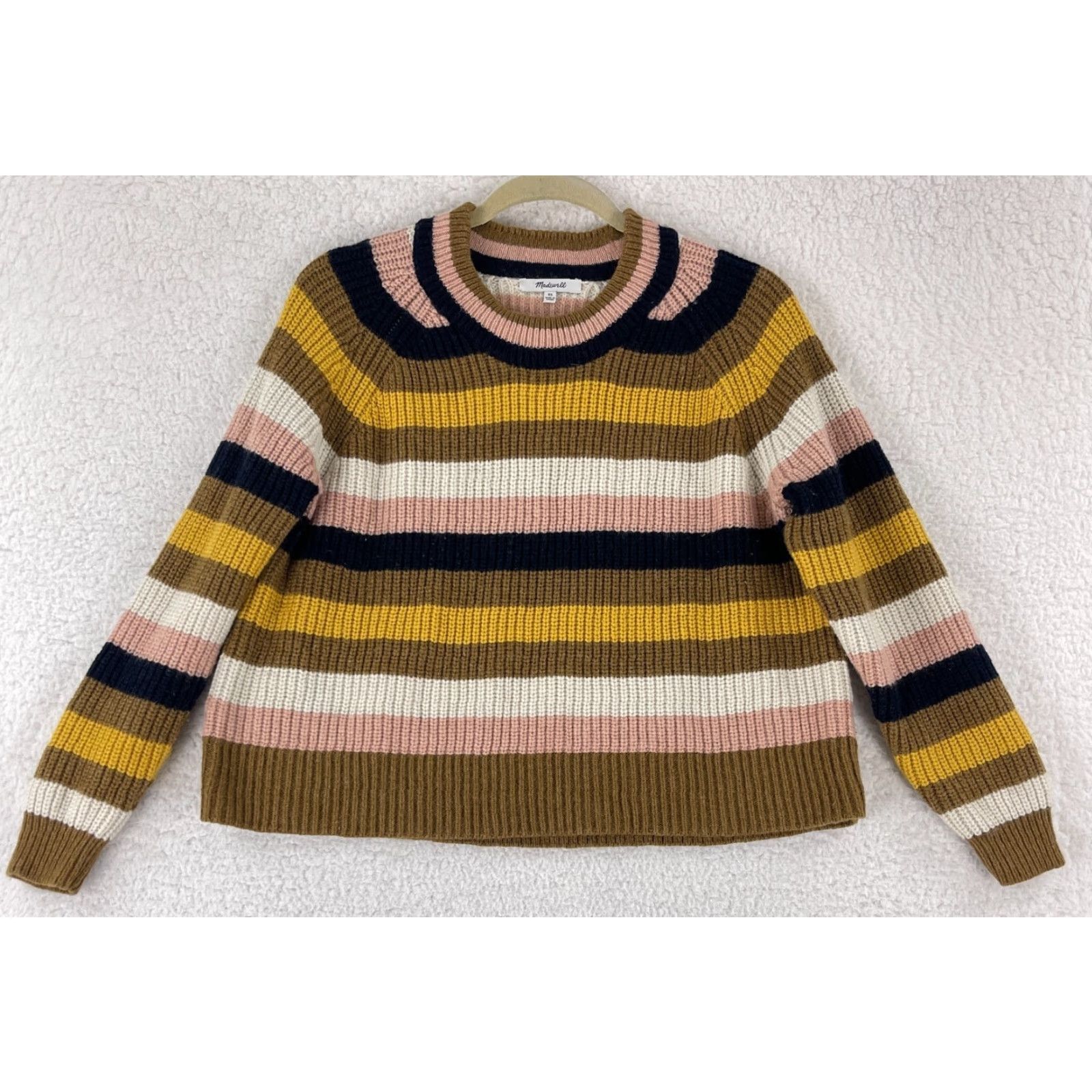 Madewell Madewell Pullover Sweater Womens XS Brown Striped Long Sleeve Knit Crew Neck Casual Vintage? Size XS / US 0-2 / IT 36-38 - 2 Thumbnail