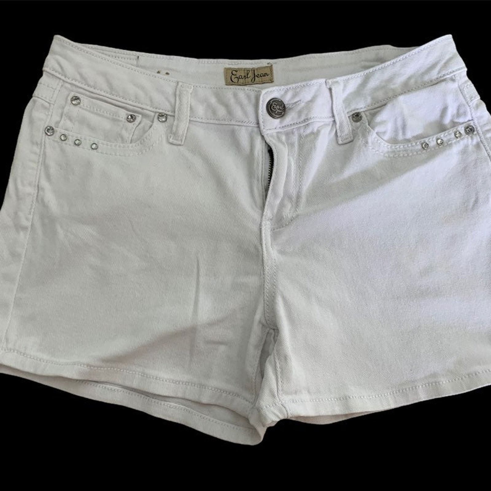Other Earl Jeans Women's Size 6 Denim Shorts White Diamond Studs Size 28" / US 6 / IT 42 - 2 Thumbnail