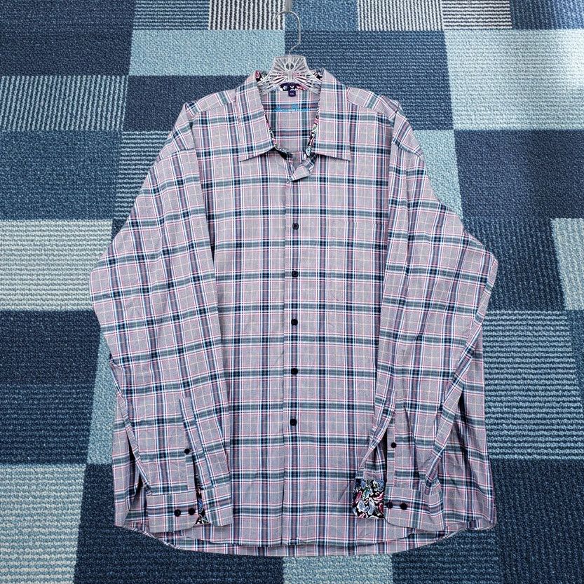 Vintage Alan Flusser Shirt Mens 2XL Blue Button Plaid Long Sleeve One Pocket Size US XXL / EU 58 / 5 - 1 Thumbnail