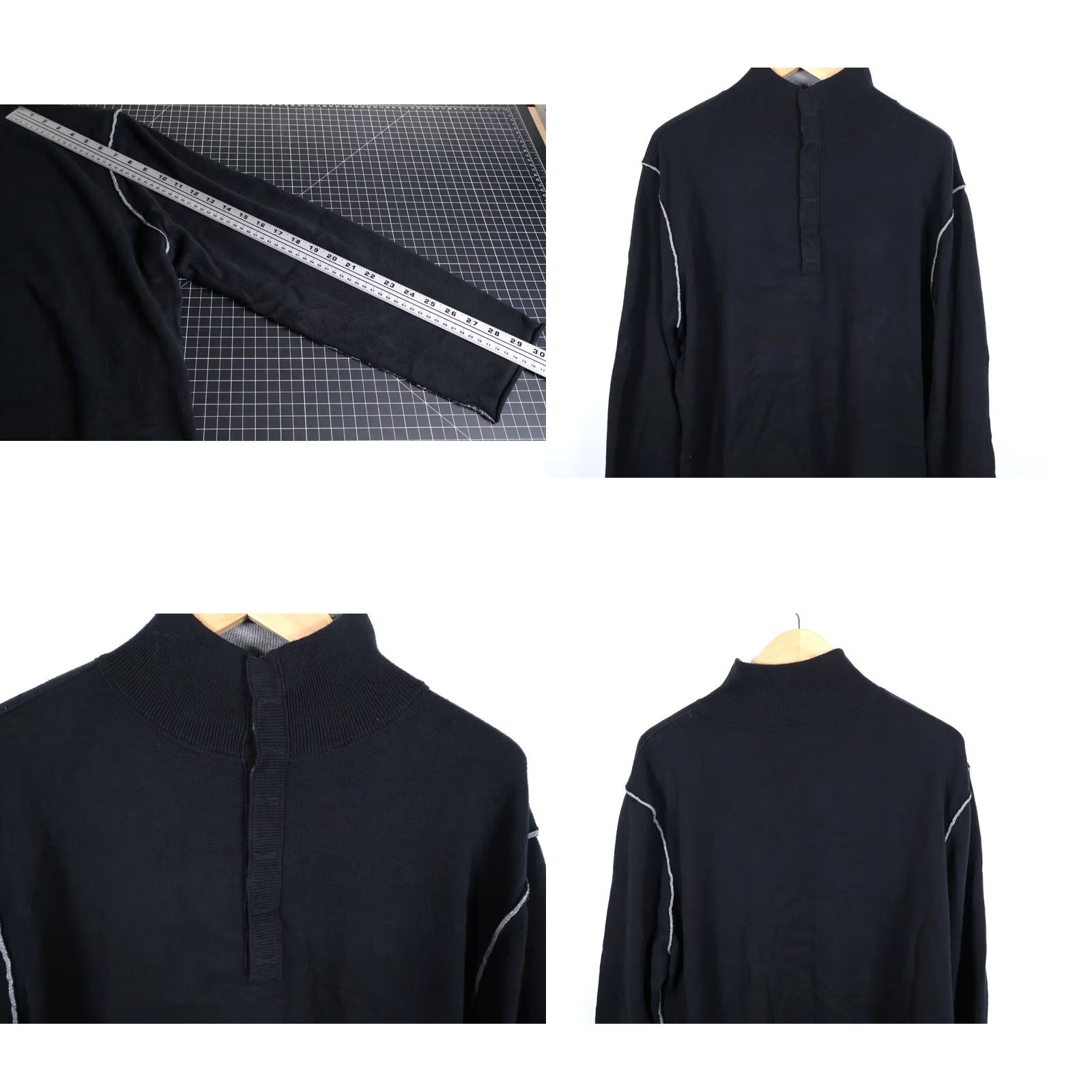Carbon2Cobalt VINTAGE? No. Carbon2Cobalt Cashmere Cotton Henley Sweater Men's 2XL Black Mock Neck Size US XXL / EU 58 / 5 - 8 Thumbnail