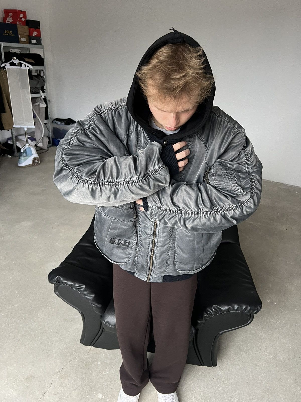 20471120 × Vintage 00s Vintage Balenciaga Style Bomber Size US XL / EU 56 / 4 - 4 Thumbnail
