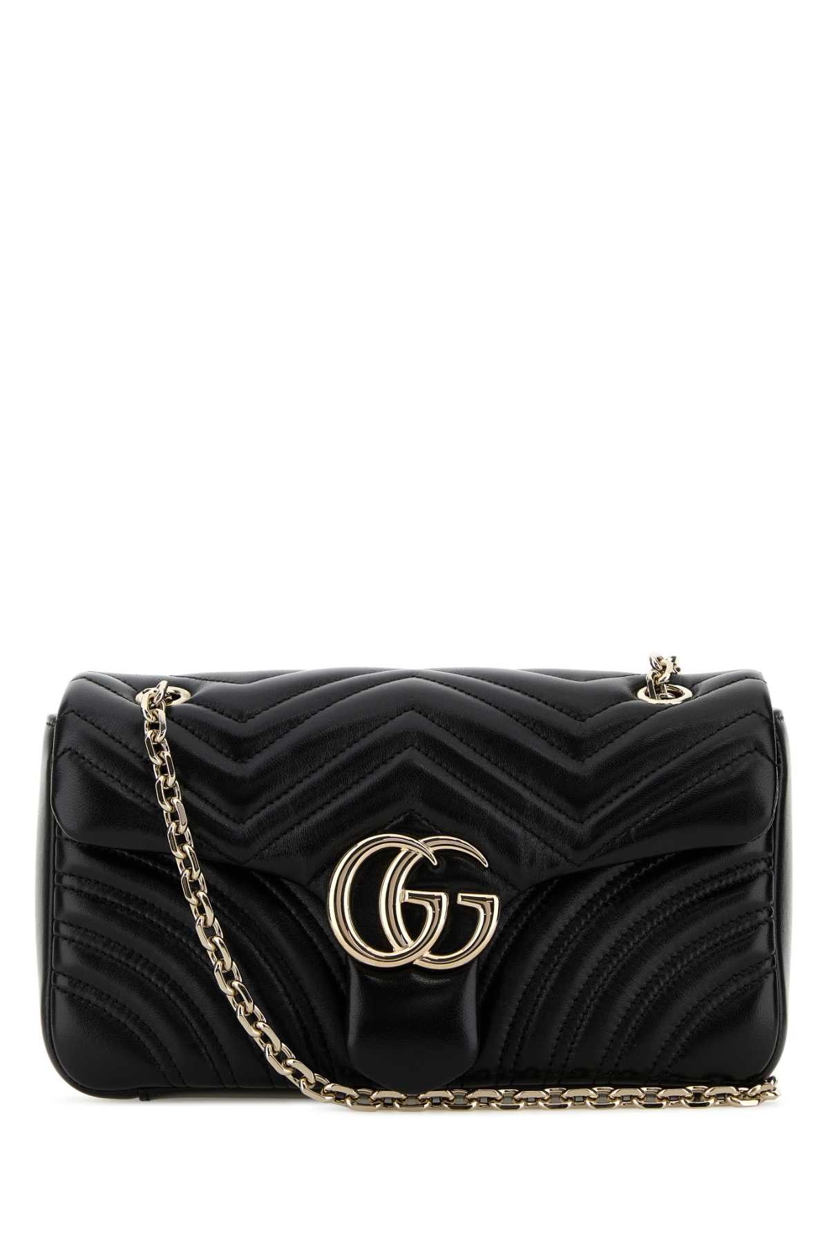 Gucci Black Nappa Leather Medium Gg Marmont Shoulder Bag Size ONE SIZE - 1 Thumbnail