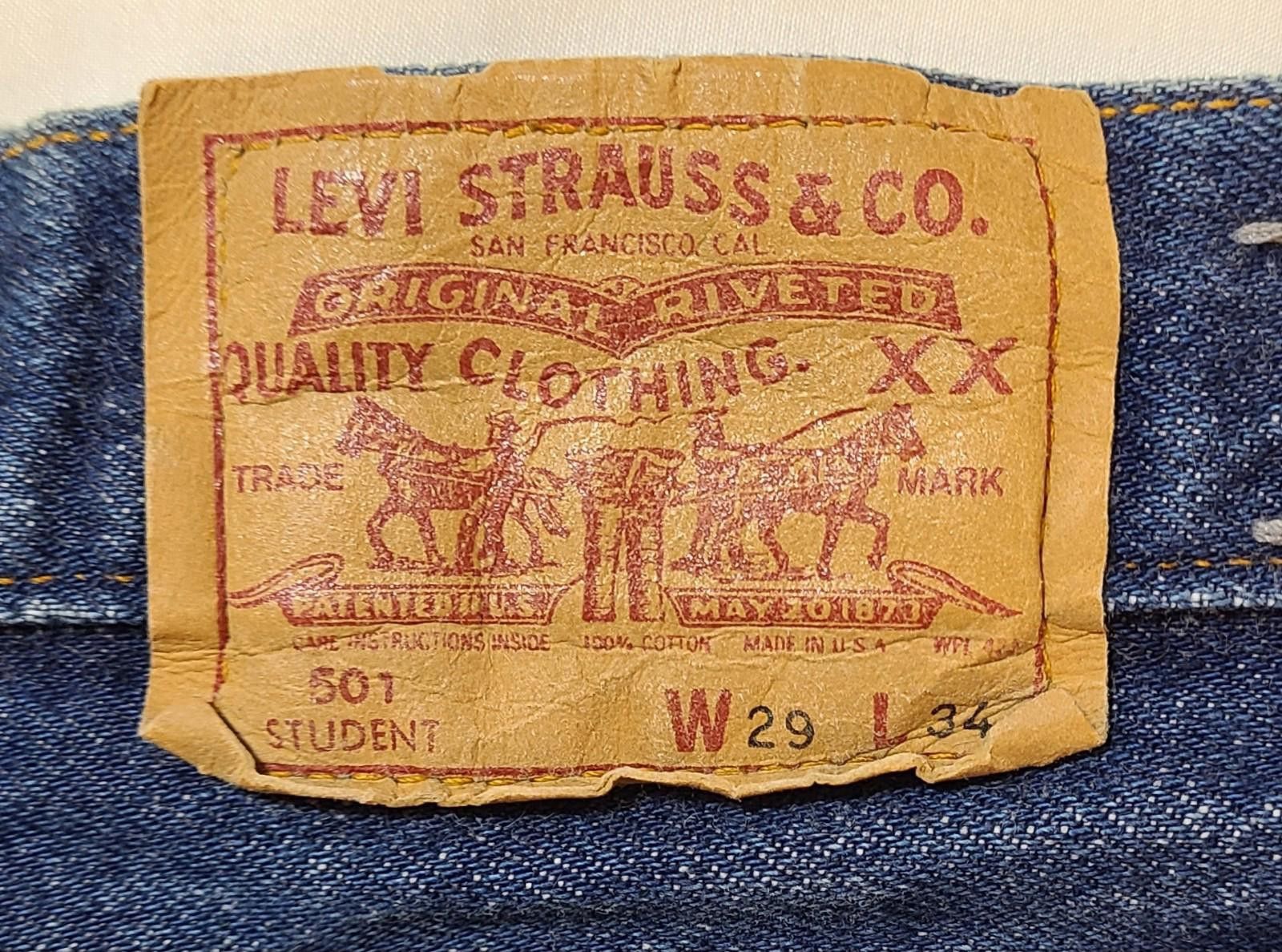 Levi's Levis 501 29x34 Blue Jeans Student Fit 2001 Y2K Made USA Size US 29 - 10 Thumbnail
