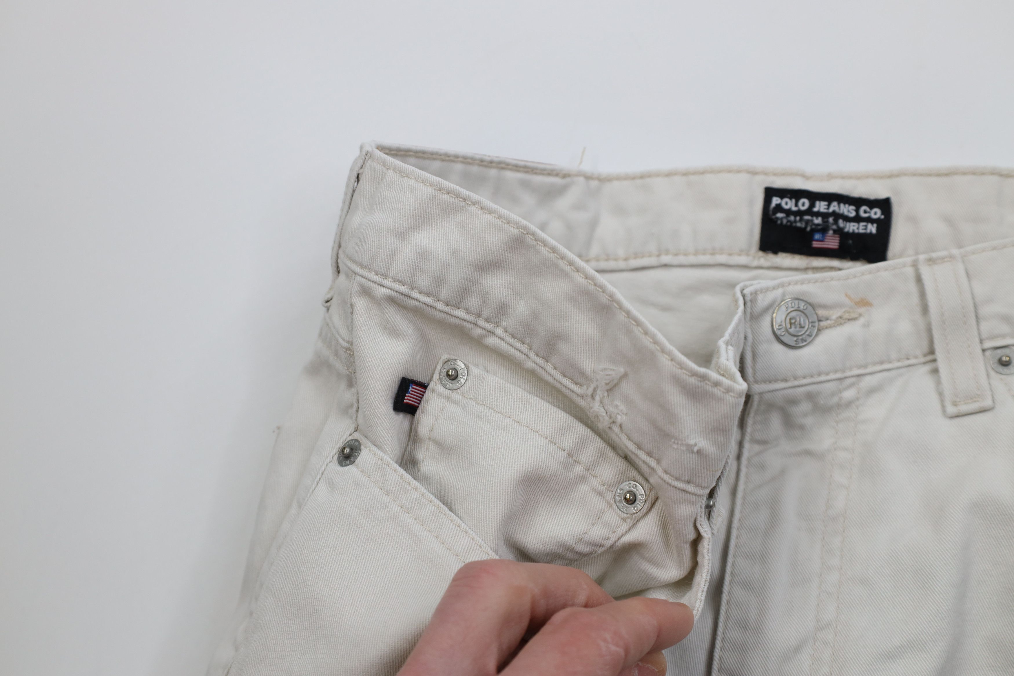 Ralph Lauren Vintage 90s Ralph Lauren Spell Out Straight Leg Pants Beige Size 32" / US 10 / IT 46 - 9 Thumbnail