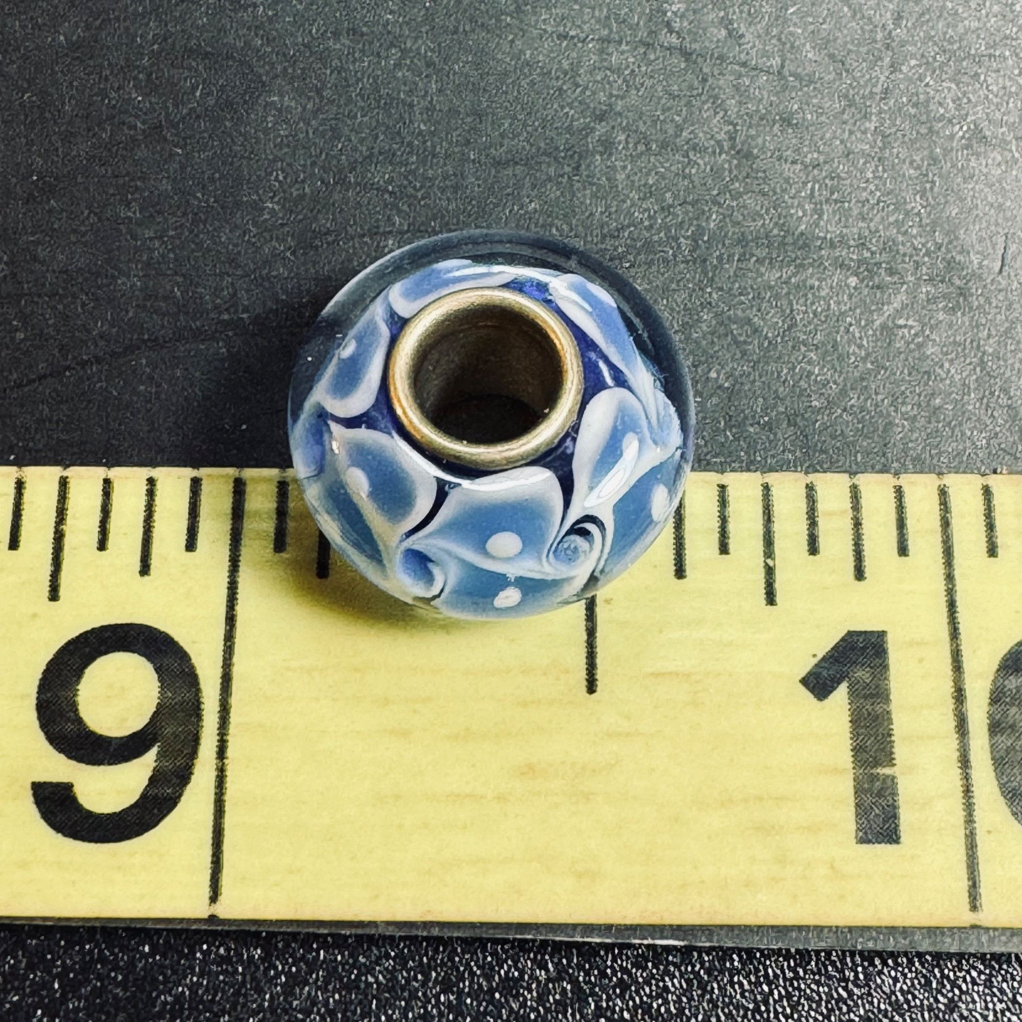 Other VTG Silver Blue & White Glass Swirl Rhondel Spacer Slide Cha Size ONE SIZE - 4 Thumbnail