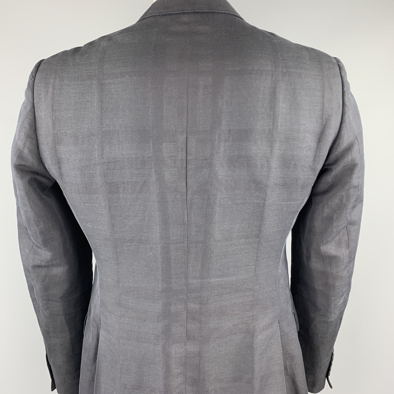 Burberry Size 44 Black Plaid Cotton Blend Notch Lapel Sport Coat Size 44R - 5 Thumbnail