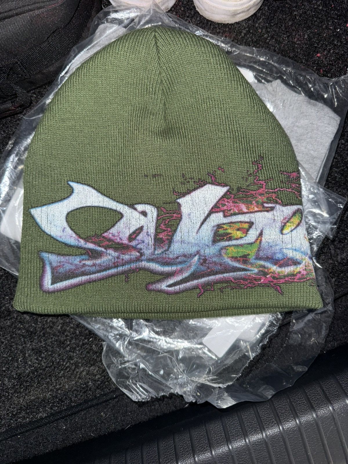 Supreme Supreme Tag Beanie (Art Dealer) Olive | Grailed