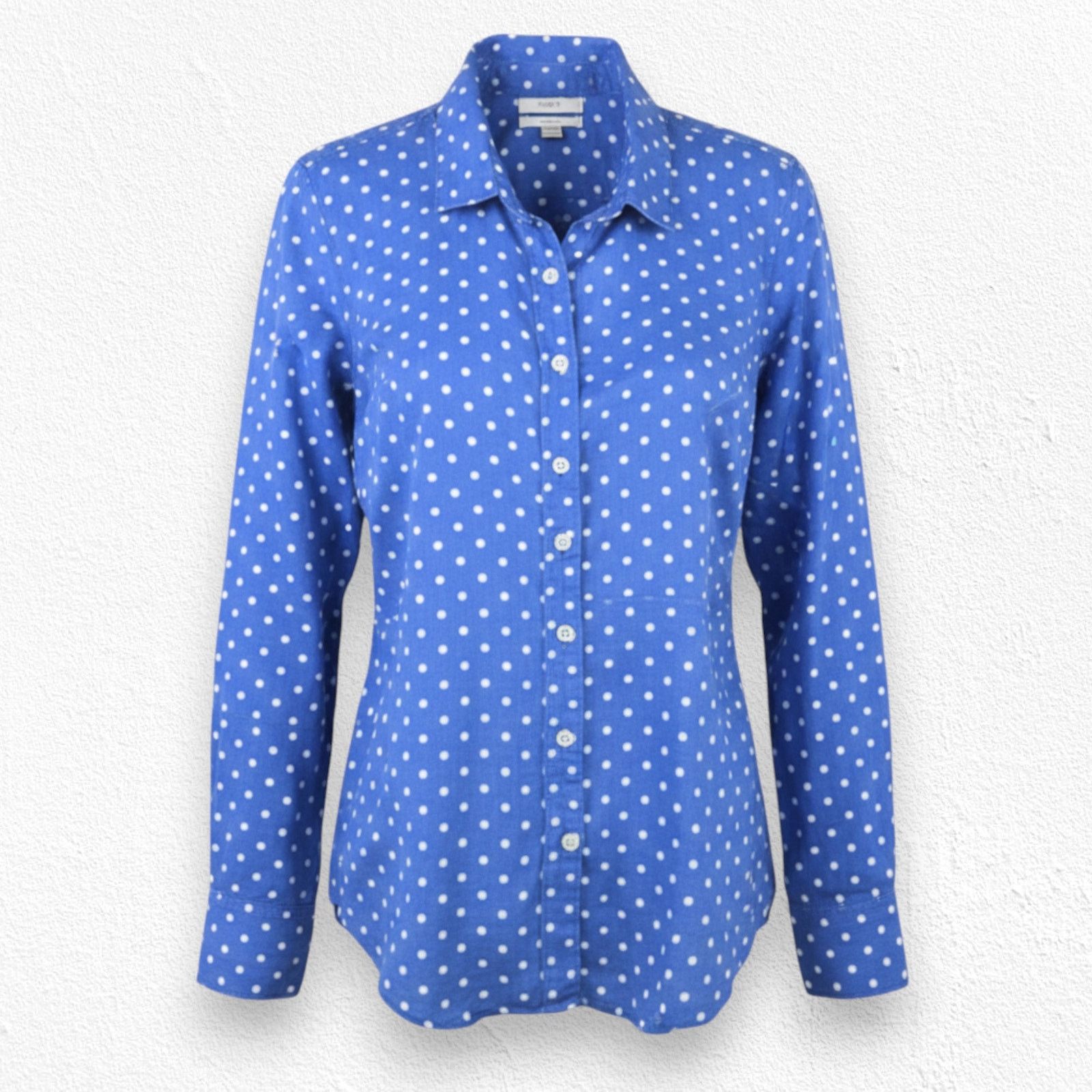 J.Crew J Crew Blue Polka Dot Button Down Linen Blouse Size 4 Size S / US 4 / IT 40 - 1 Thumbnail