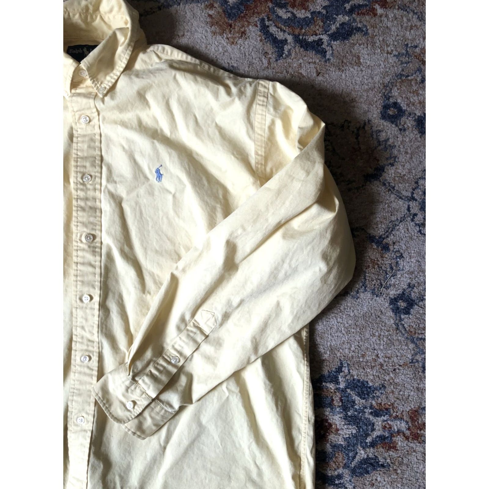 Ralph Lauren Ralph Lauren Blake Dress Shirt Men's Yellow Button-Down Long Sleeve XL Size 46R - 5 Thumbnail