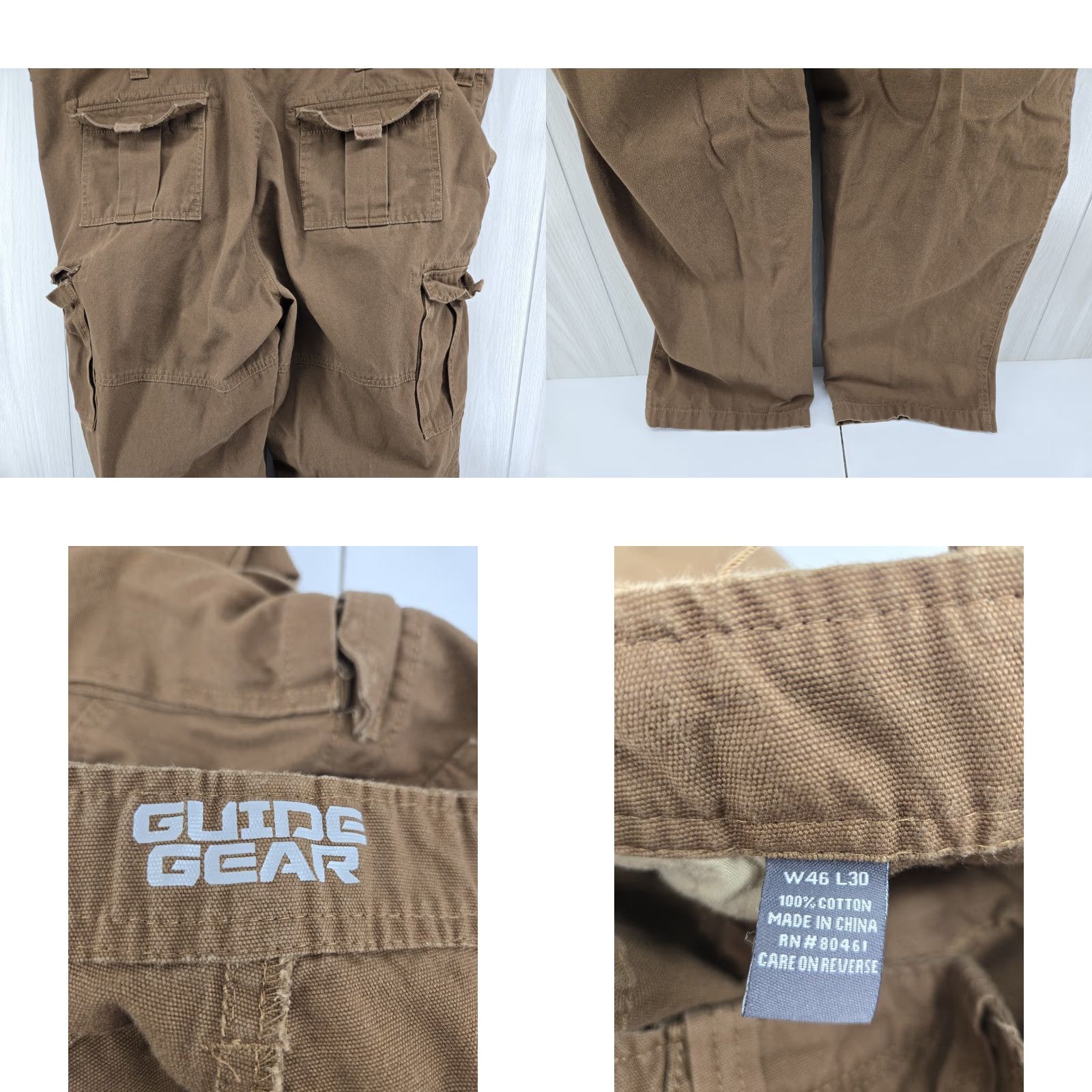 Vintage Guide Gear Cargo Pants Men's 46x30 Brown Cargo Pants Regular Flat Front Cotton Canvas 46 Men Brown 90s? Size US 30 / EU 46 - 8 Thumbnail