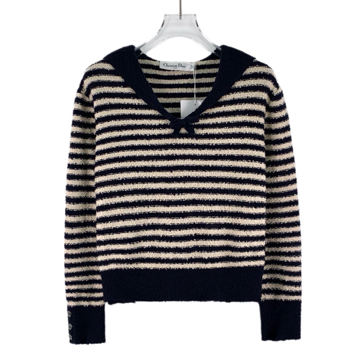 Dior Dior Blue & White Striped Sailor Collar Knit Sweater K26WX Size M / US 6-8 / IT 42-44 - 1 Thumbnail