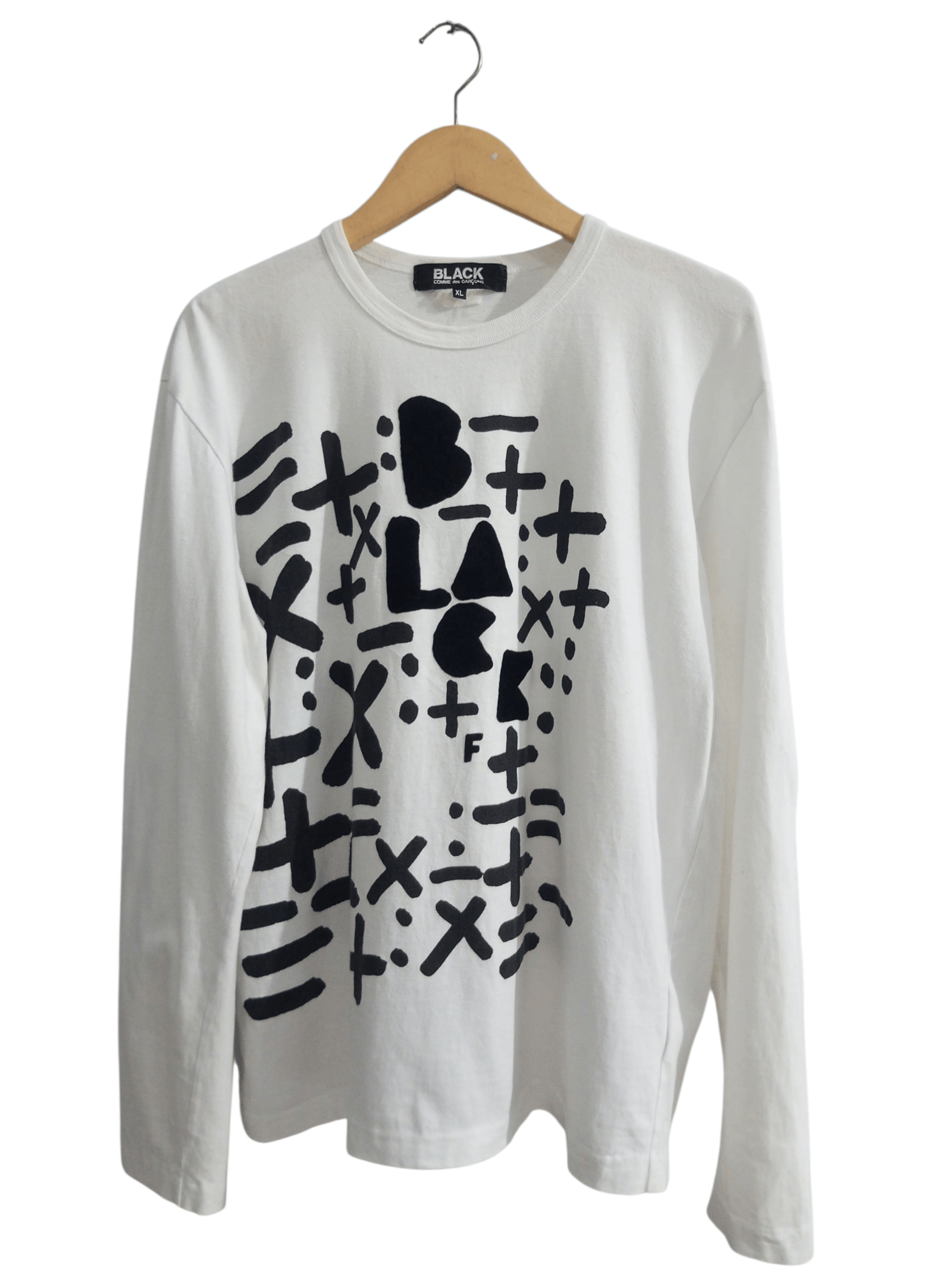 Comme des garcons patch black velevet long sleeve t shirt