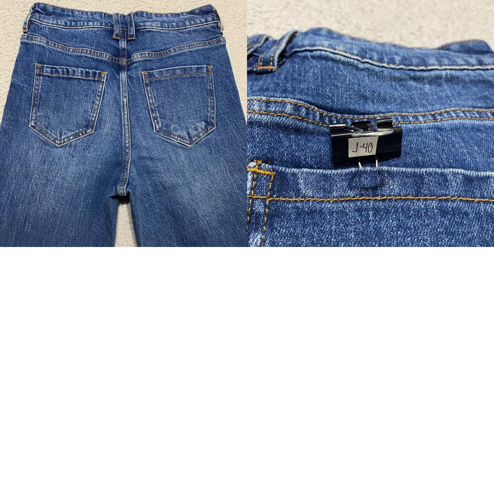 Denime OAT New York Jeans Womens Crop Blue Denim Medium Wash Distressed Raw Hem 25 in. Size 42" / US 20 - 9 Thumbnail
