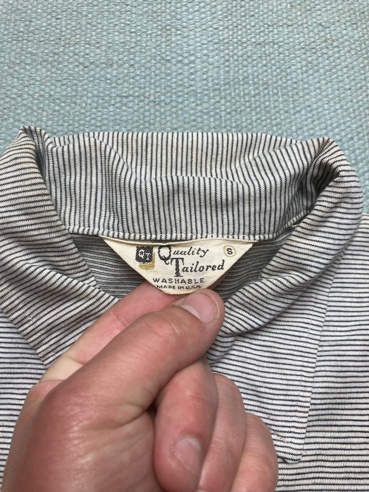 Vintage Vtg 1960s polo shirt striped cotton blend black white small Size US S / EU 44-46 / 1 - 6 Thumbnail