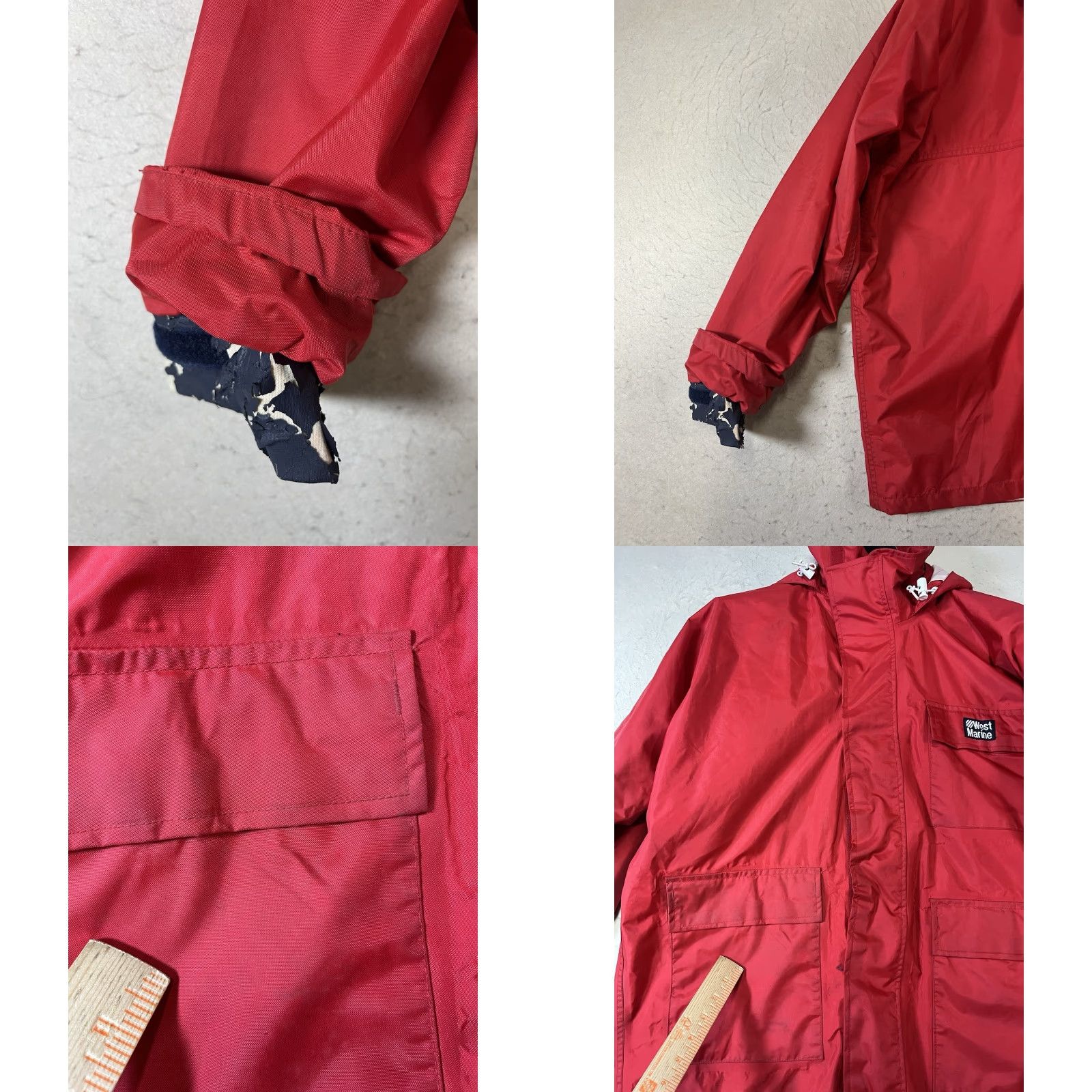 Nautica WEST MARINE 100% Nylon RED HOODED MEN'S XL Waterproof Jacket Rain Coat Men XL Red Nylon West Marine Nautical Gear Size US XL / EU 56 / 4 - 8 Thumbnail