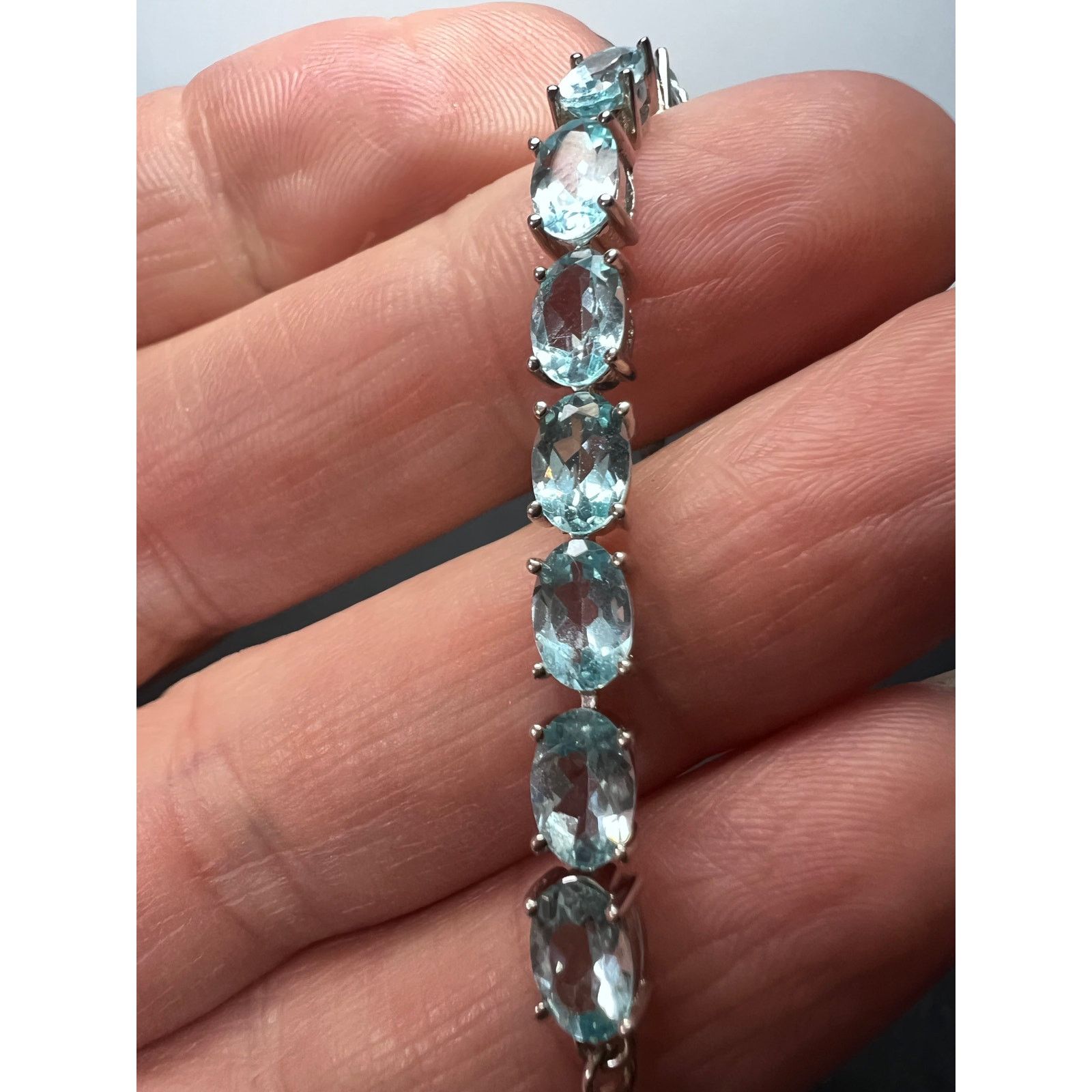 Other Blue Apatite Rhodium Over Sterling Silver Bolo Bracelet Size ONE SIZE - 7 Thumbnail