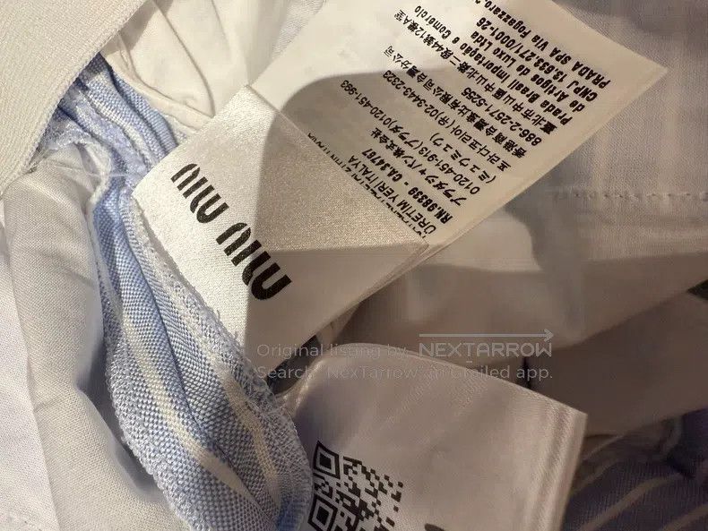 Miu Miu Miu Miu 38 Blue letter striped drawstring shorts Size 23" - 4 Thumbnail