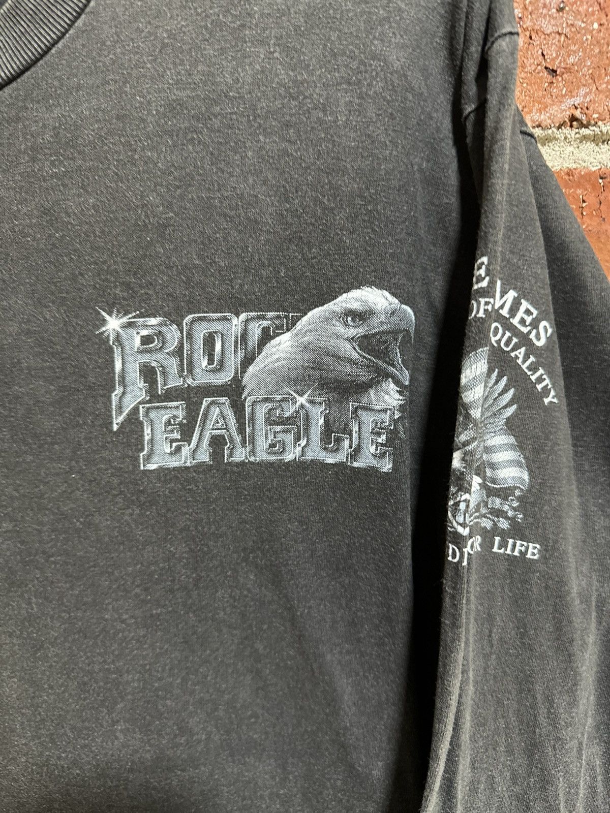 Sears Vintage Rock Eagle Faded Long Sleeve Tee Size US L / EU 52-54 / 3 - 3 Thumbnail