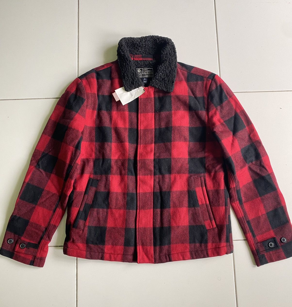 J.Crew Chekered Sherpa Wool Zip up Jacket