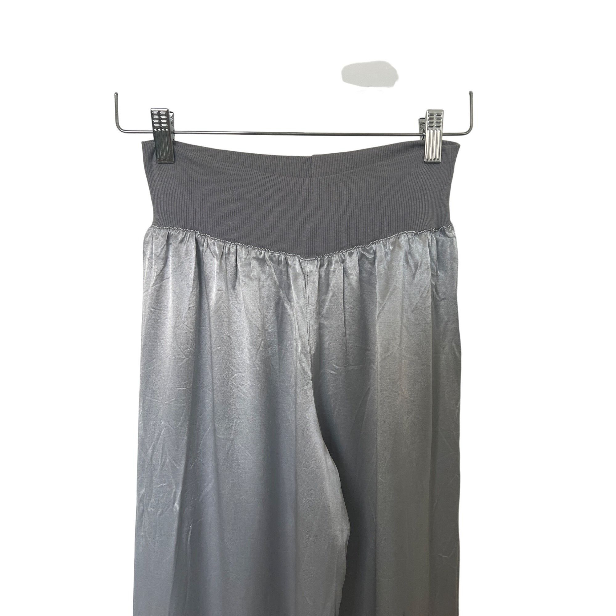 Other PJ Harlow Lola Silver Wide-Leg Satin Lounge Pants Size 26" / US 2 / IT 38 - 4 Thumbnail