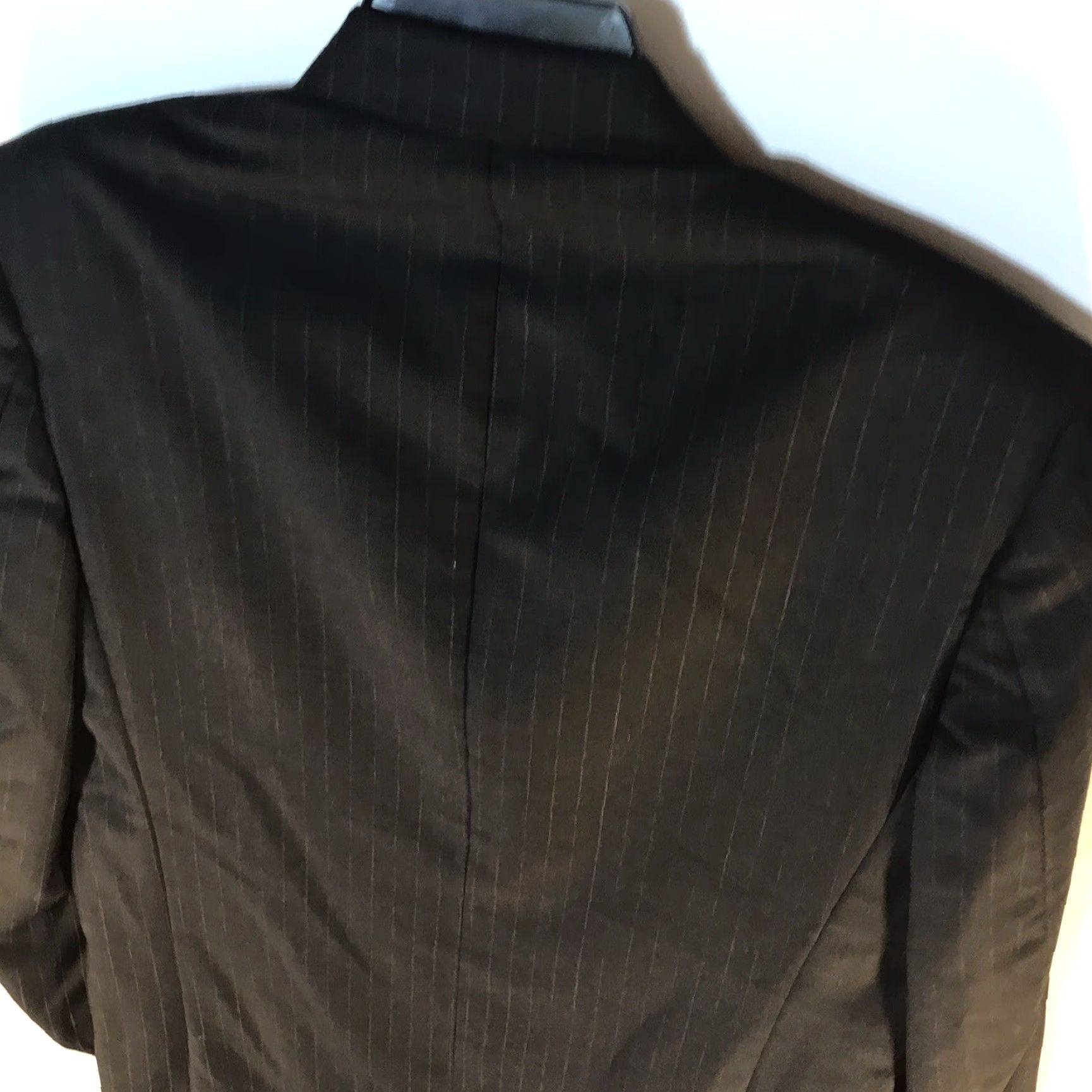 Vintage VINTAGE Thomas & Thomas Black Pinstripe Suit Jacket 40 Regular Single-Breasted Double-Vented Mens Size 40R - 7 Thumbnail