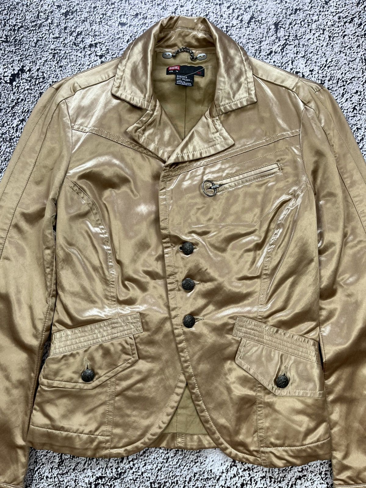 Diesel VINTAGE Y2K GOLD EMBROIDERED PAIR LOGO BLAZER JACKET Size M / US 6-8 / IT 42-44 - 4 Thumbnail