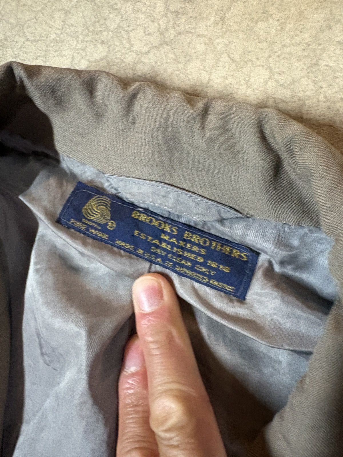 Brooks Brothers VTG 90s Brooks Brother Blazer Wool Jacket Taupe Brown Gray Size 48R - 6 Thumbnail