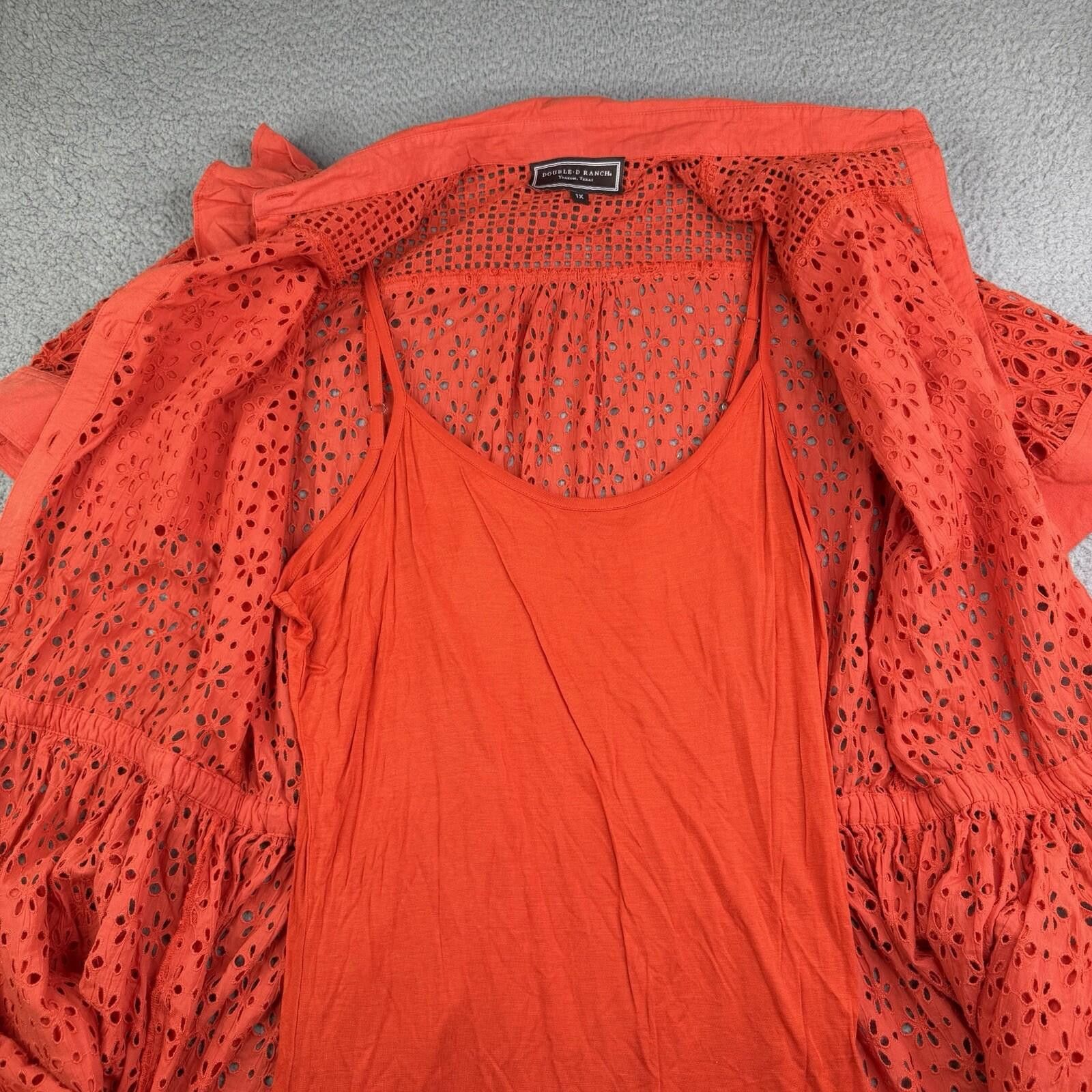 Other Double D Ranch Orange Western Dress Women's 1X Lined Size XL / US 12-14 / IT 48-50 - 10 Thumbnail