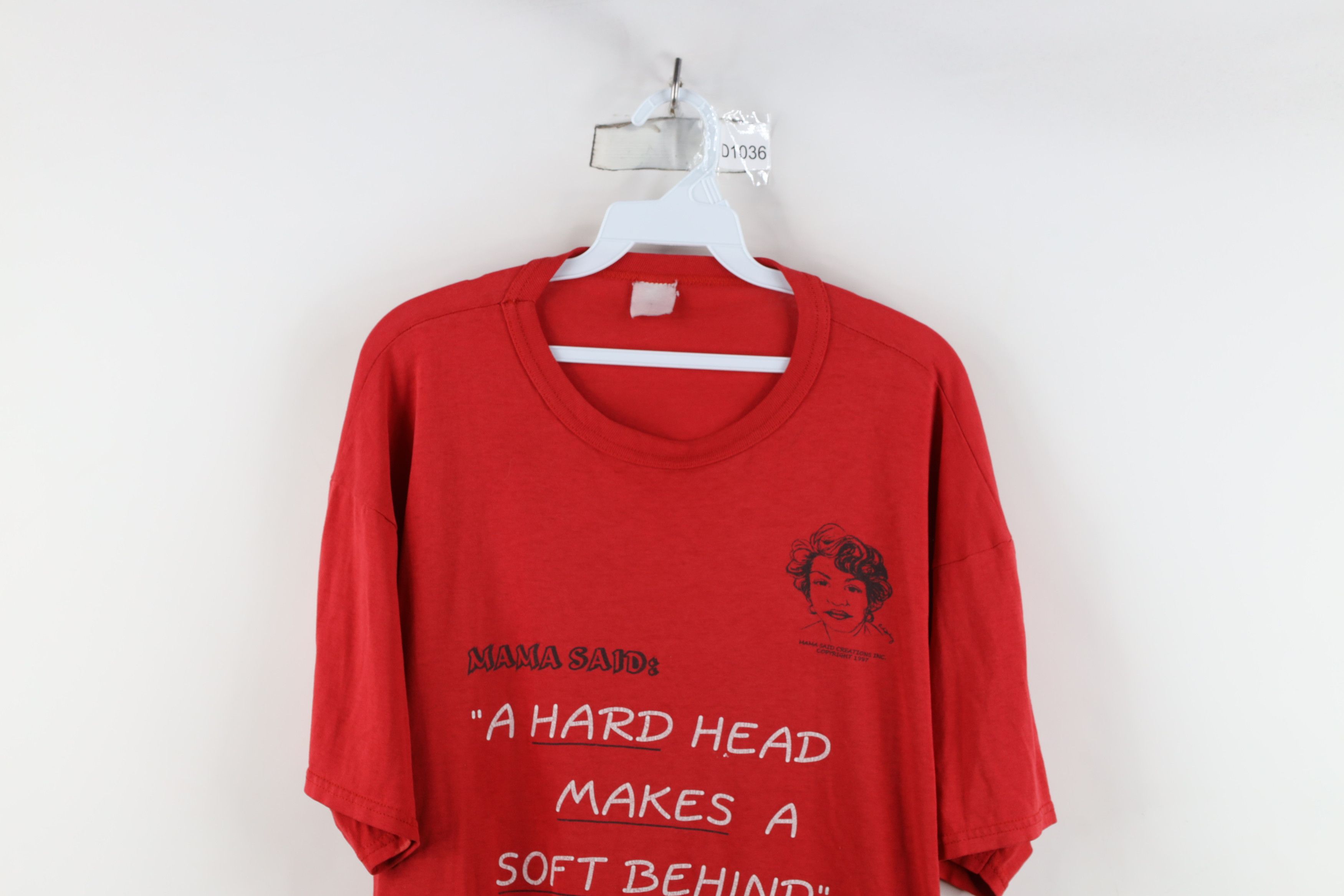 Vintage Vintage 90s Funny Mama Said Hard Head Soft Behind T-Shirt Size US XL / EU 56 / 4 - 2 Thumbnail