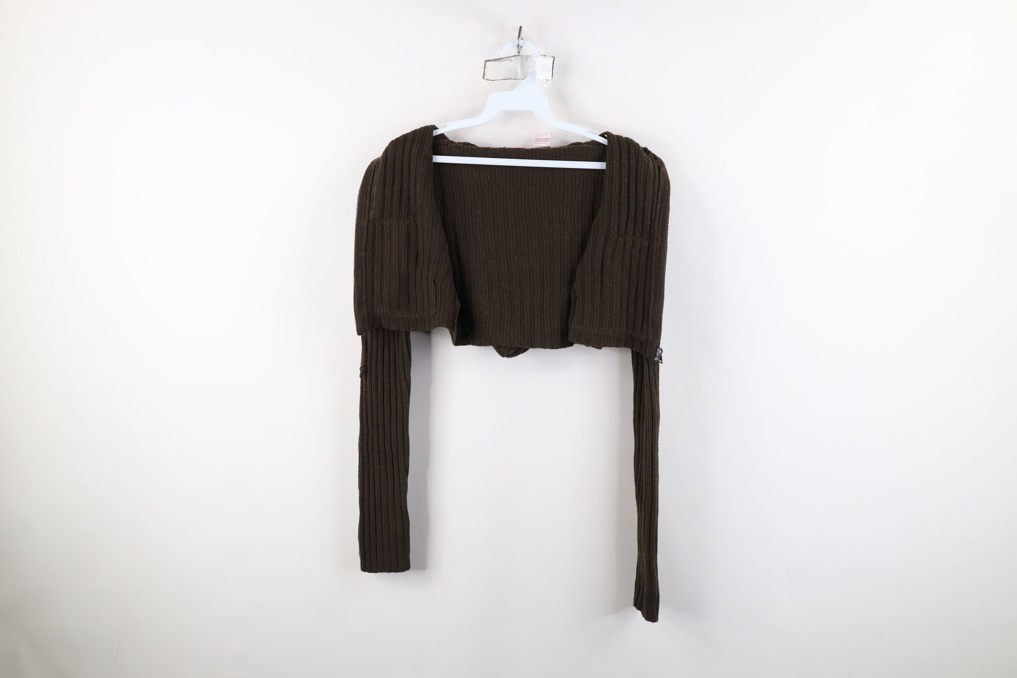 Vintage Vintage 90s Y2K Babydoll Cropped Ribbed Knit Hoodie Sweater Size S / US 4 / IT 40 - 8 Thumbnail