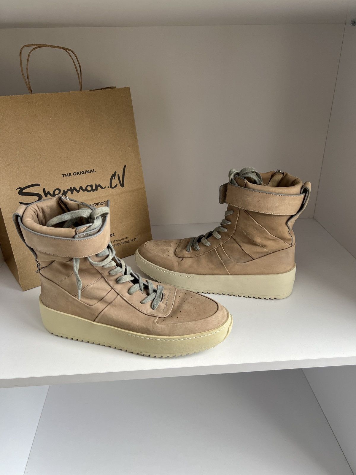 Fear of God × Vintage Vintage FEAR OF GOD nabuk military high top sneakers boots Size US 13 / EU 46 - 2 Thumbnail