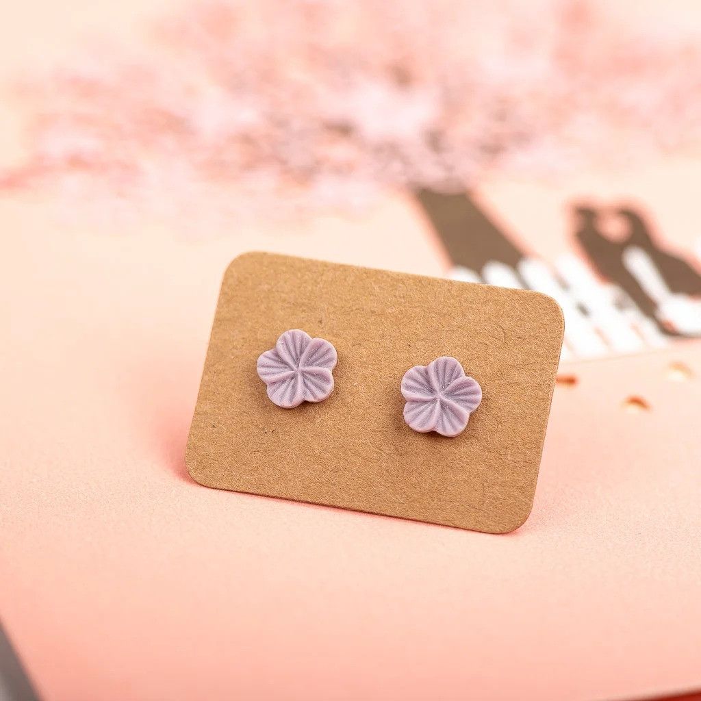 Jewelry Small Flower Stud Earrings Ceramic Ear Gift For Her Size ONE SIZE - 1 Preview