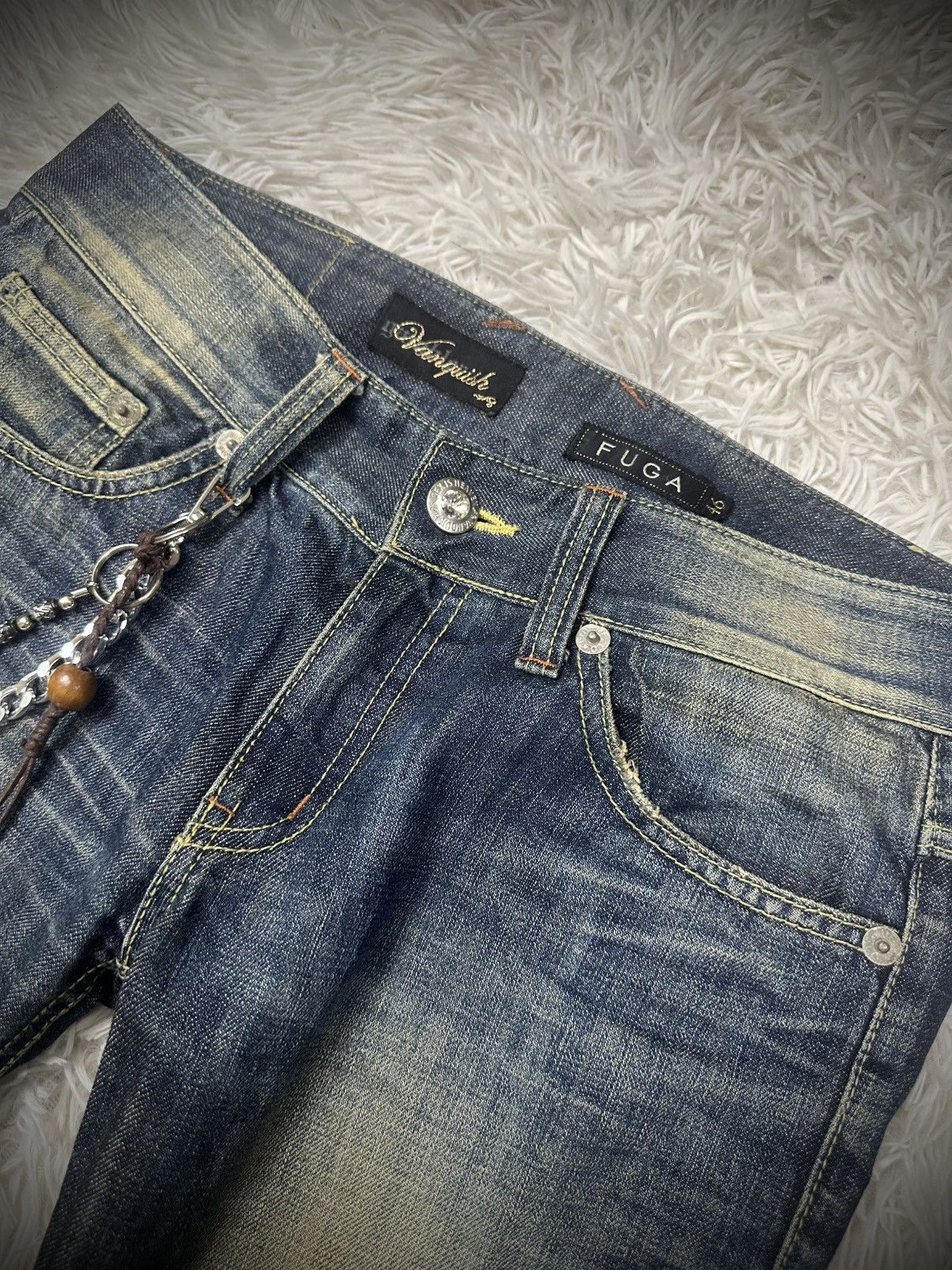 If Six Was Nine rare 00s vanquish x fuga washed spiral flare denim jeans Size US 33 - 3 Thumbnail
