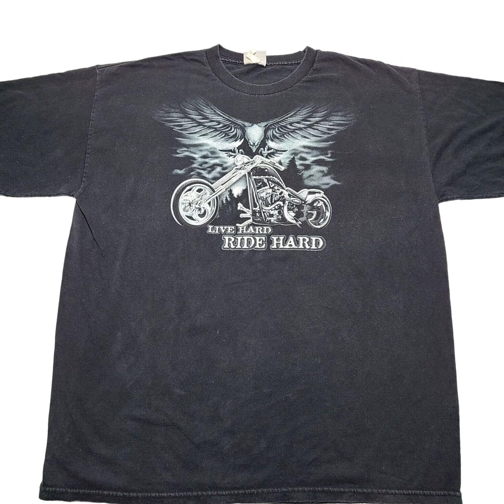 Vintage VINTAGE National Heritage "Live Free Ride Hard" Motorcycle T-Shirt Black XL Biker Men's Size US XL / EU 56 / 4 - 2 Thumbnail