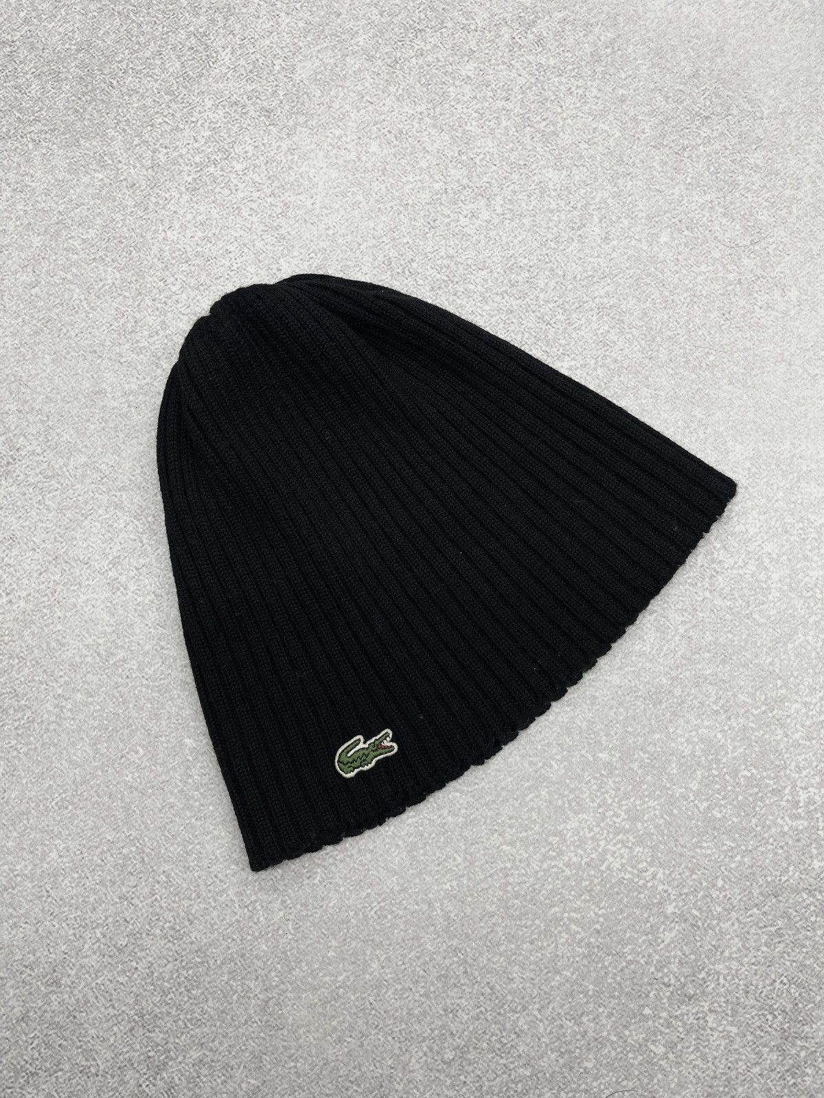 Lacoste Vintage Lacoste Wool Beanie Hat Black Y2K Size ONE SIZE - 5 Thumbnail